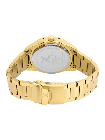 Daniel Klein Analog Black Round Dial Gold Case Gold Strap Quartz Water-Resistant Wrist Watch for Men Boys DK.1.14195-5