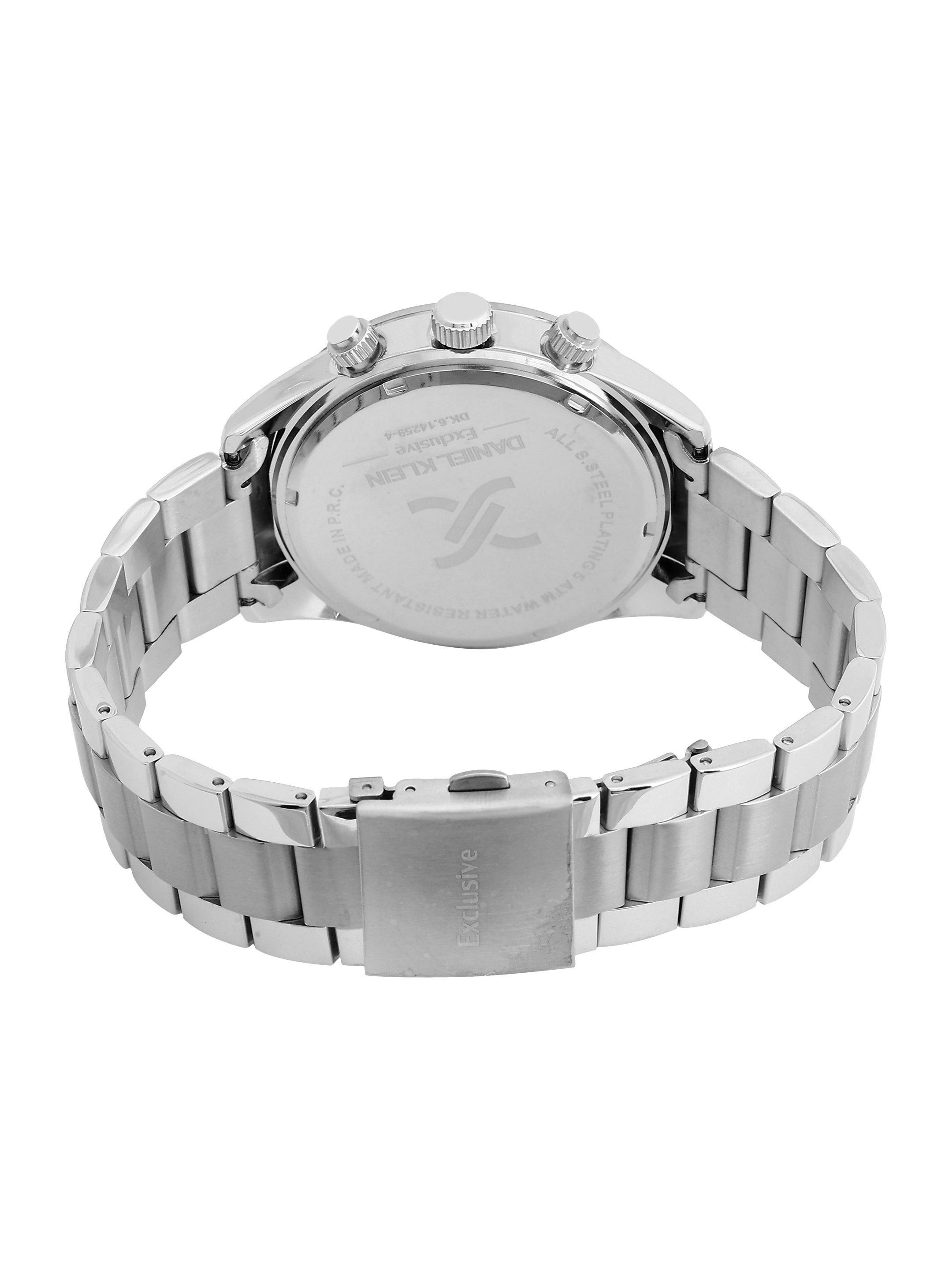 Daniel Klein Analog Silver Round Dial Silver Case Silver Strap Quartz Water-Resistant Wrist Watch for Men Boys DK.6.14259-1