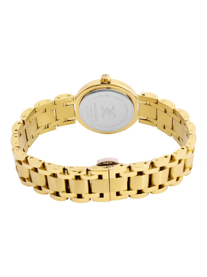 Daniel Klein Analog White Round Dial Gold Case Gold Strap Quartz Water-Resistant Wrist Watch for Women Girls, Ladies DK.1.14173-3