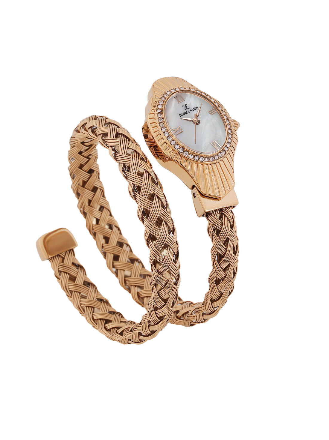 Daniel Klein White MOP Dial Pink Rose Gold Strap Women’s Analog Watch DK.1.14121-5