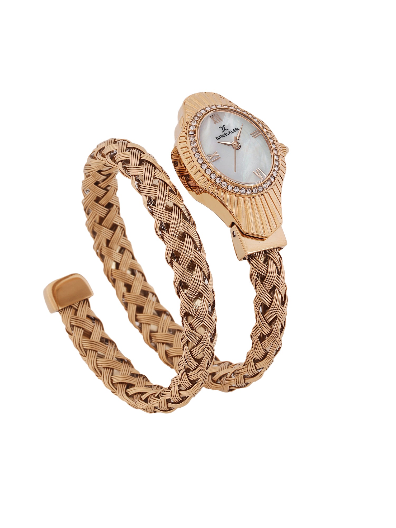 Daniel Klein White MOP Dial Pink Rose Gold Strap Women’s Analog Watch DK.1.14121-5