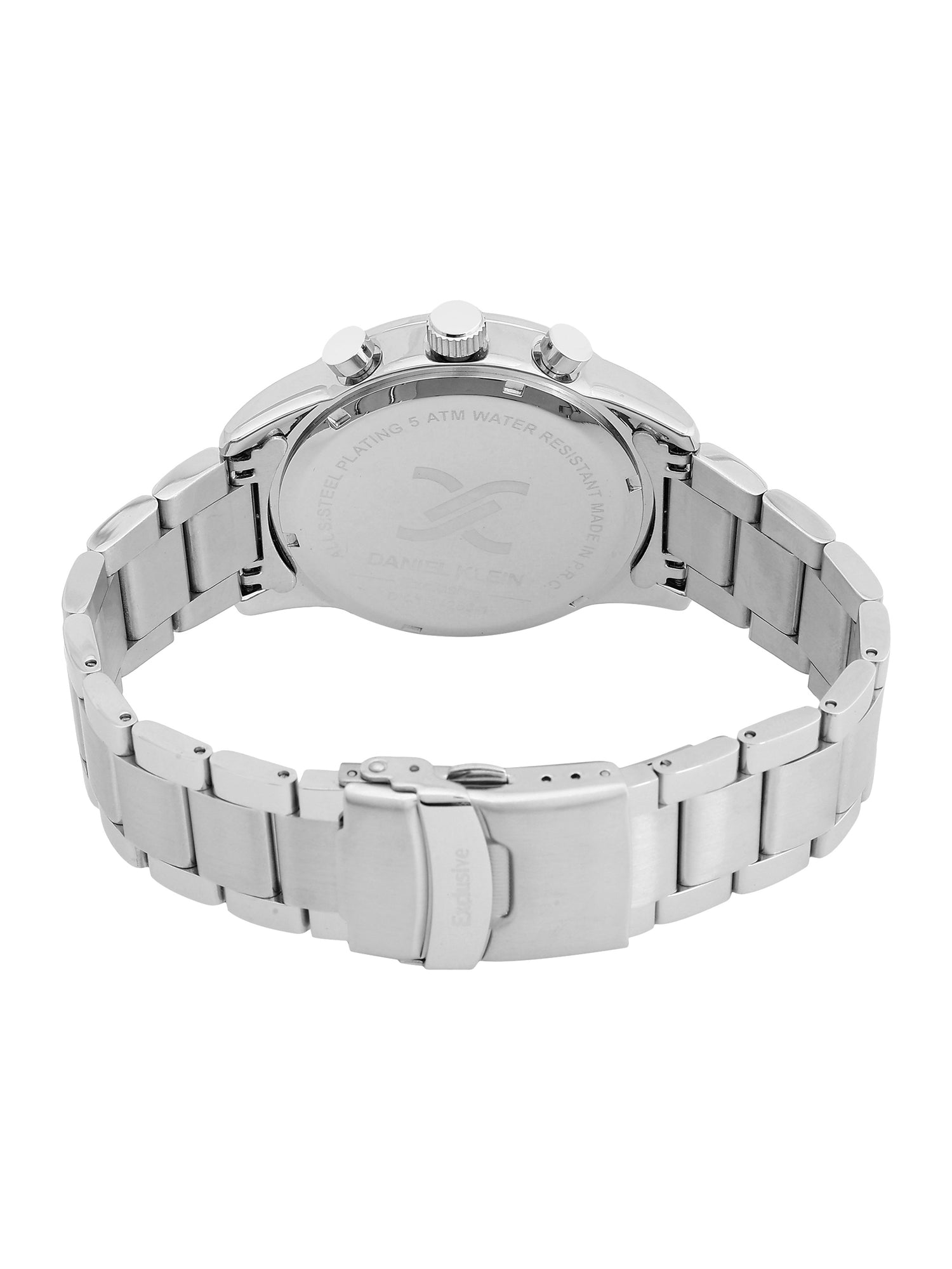 Daniel Klein Analog Dark Blue Round Dial Silver Case Silver Strap Quartz Water-Resistant Wrist Watch for Men Boys DK.1.14256-2
