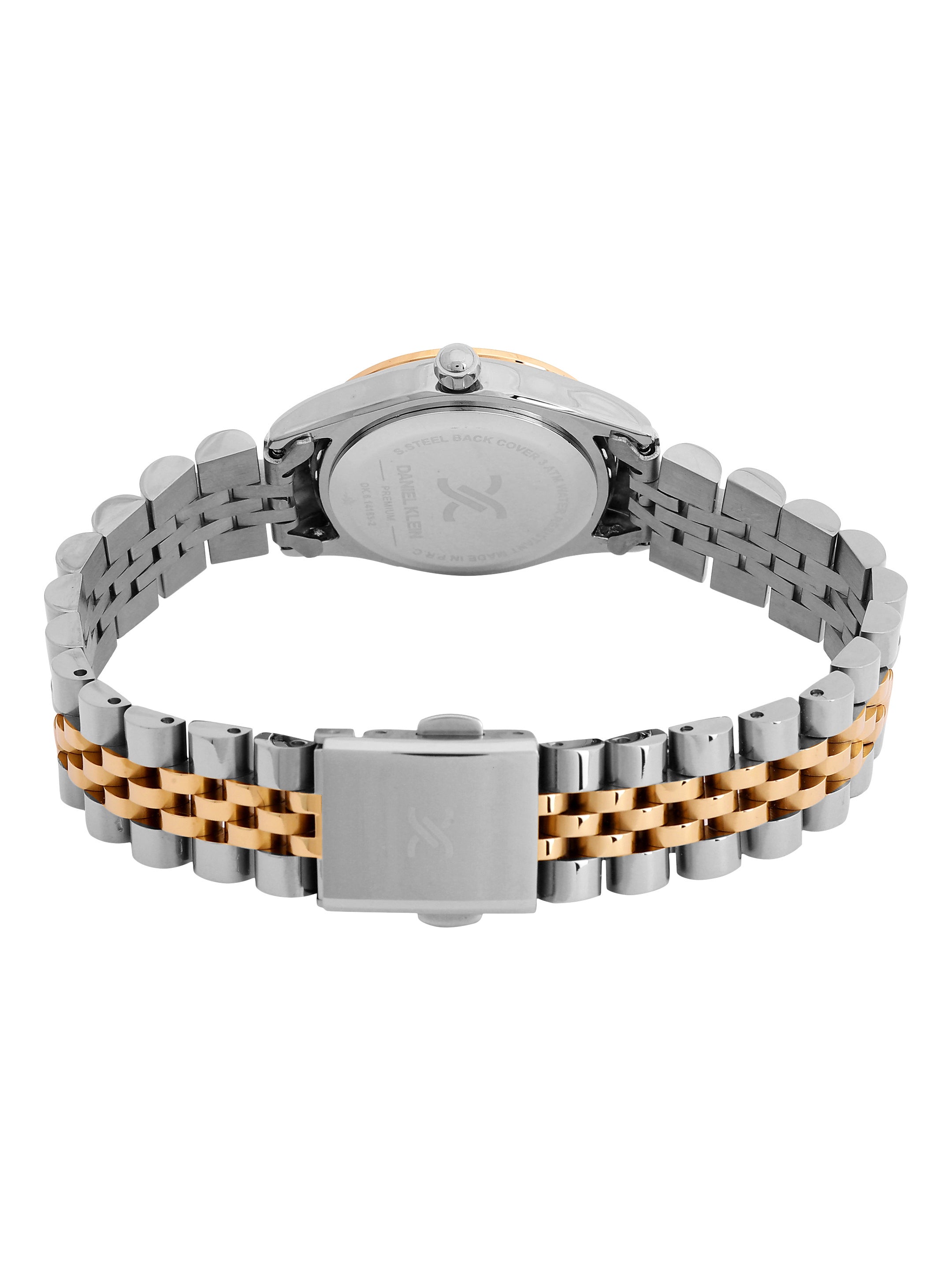 Daniel Klein Analog Silver Round Dial Silver and Rose Gold Case Silver and Rose Gold Strap Quartz Water-Resistant Wrist Watch for Women Girls, Ladies DK.6.14183-6