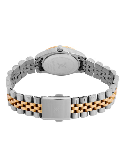 Daniel Klein Analog Silver Round Dial Silver and Rose Gold Case Silver and Rose Gold Strap Quartz Water-Resistant Wrist Watch for Women Girls, Ladies DK.6.14183-6