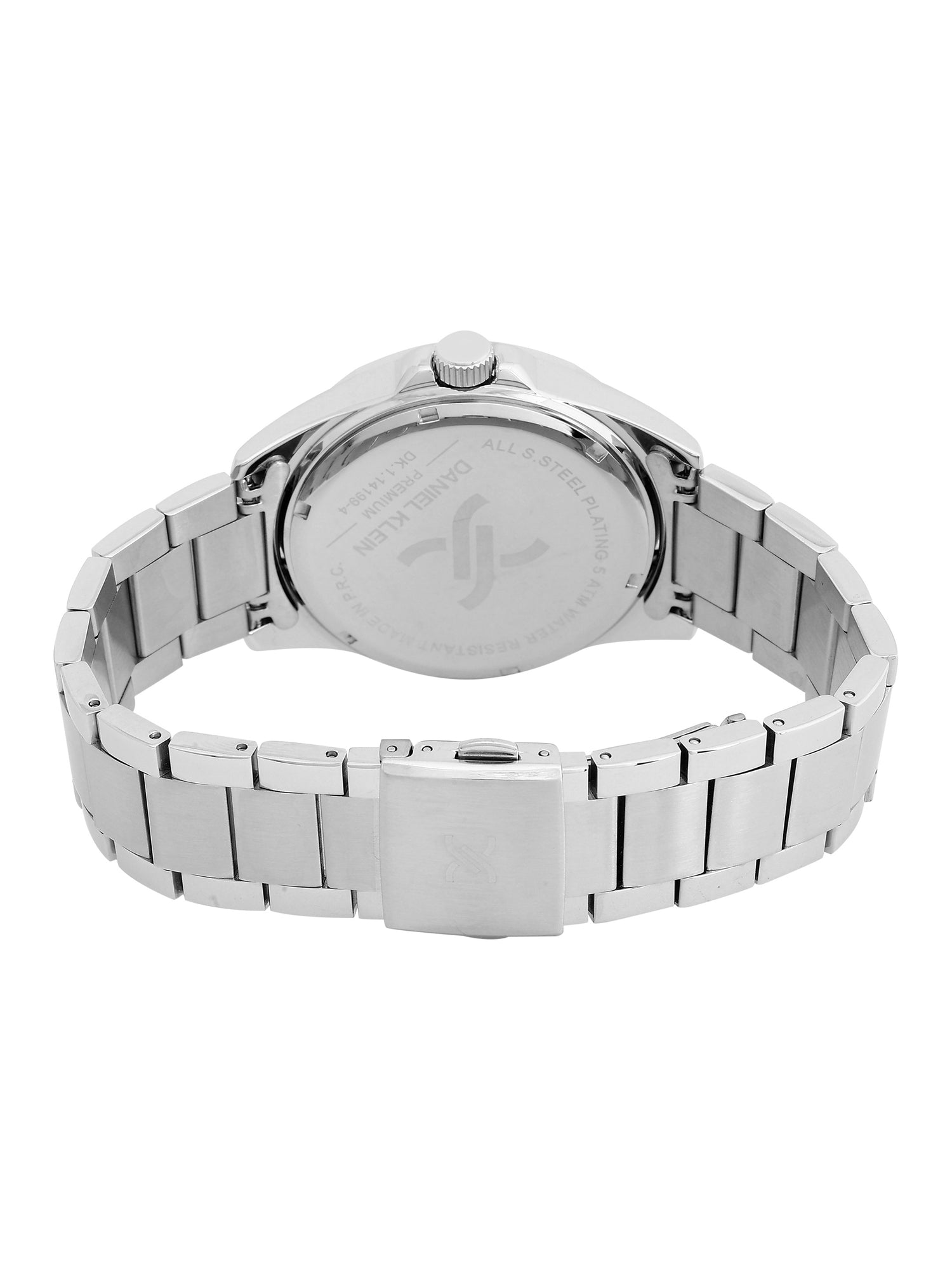 Daniel Klein Analog Black Round Dial Silver Case Silver Strap Quartz Water-Resistant Wrist Watch for Men Boys DK.1.14199-2