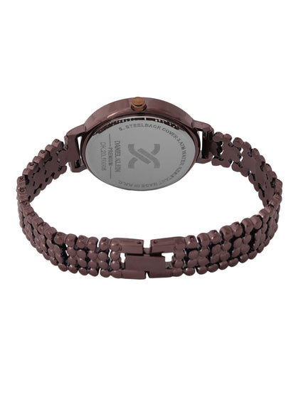 &quot;Daniel Klein Women’s Brown Bracelet Watch – Elegant Silver Dial, Classic Design &quot;