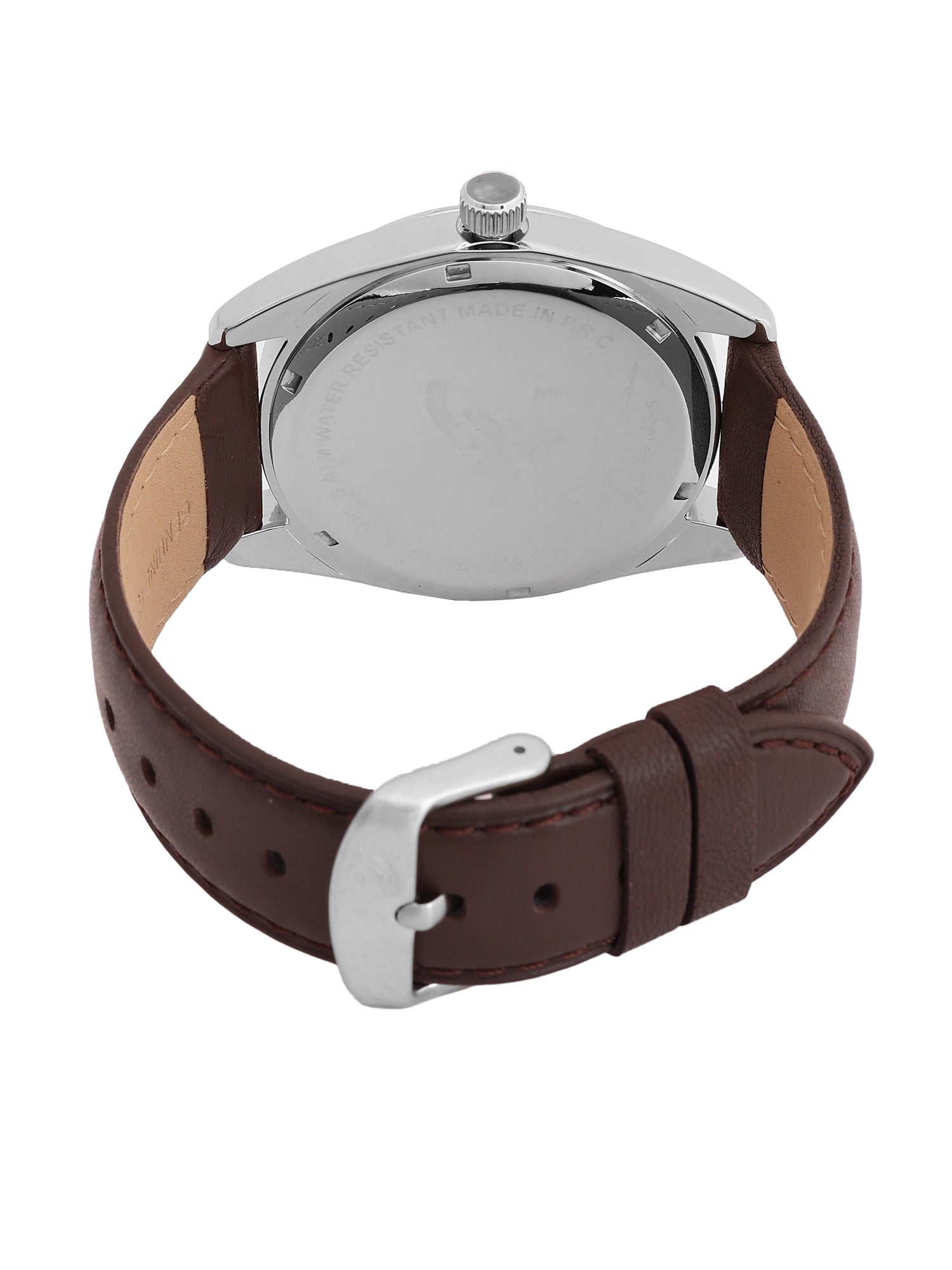 Daniel Klein Analog Warm Grey 9c Round Dial Silver Case D.Brown Strap Quartz Water-Resistant Wrist Watch for Men Boys DK.1.14196-5