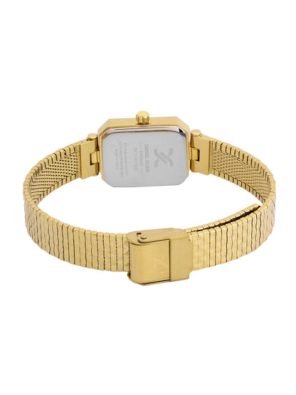 Daniel Klein Analog White Mop Round Dial Gold Case Gold Strap Quartz Water-Resistant Wrist Watch for Women Girls, Ladies DK.1.14178-2