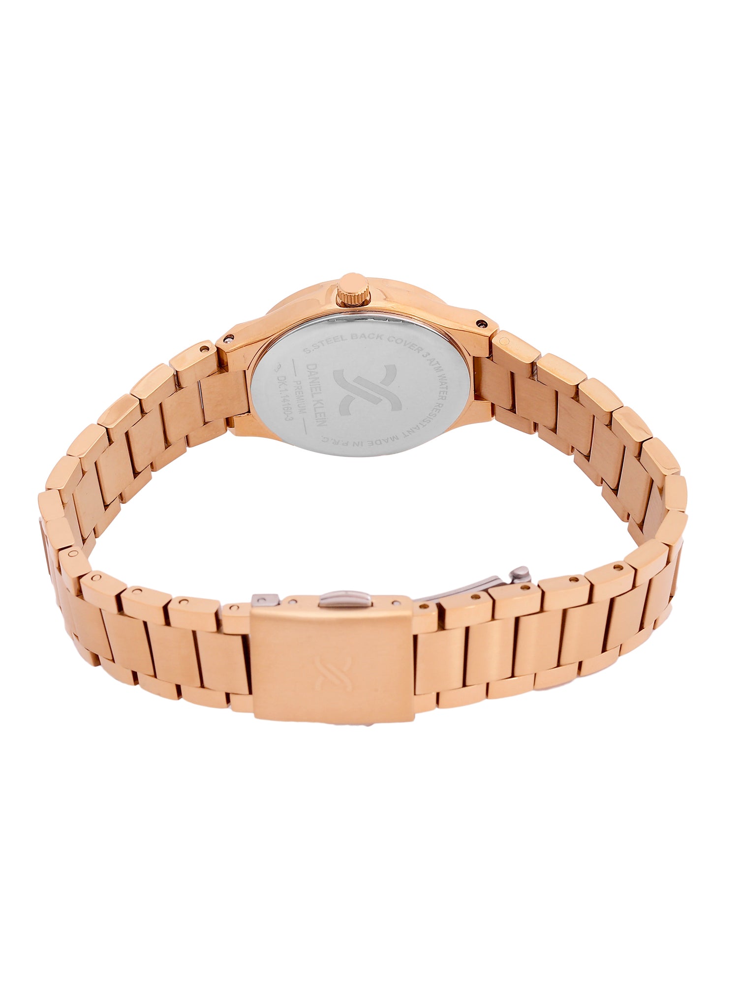 Daniel Klein Analog Silver Round Dial Pink Rose Gold Case Pink Rose Gold Strap Quartz Water-Resistant Wrist Watch for Women Girls, Ladies DK.1.14160-5