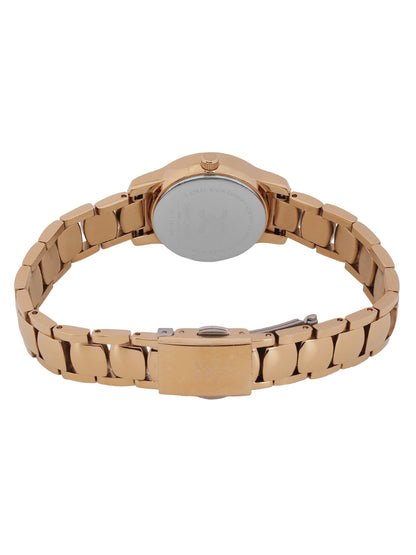 Daniel Klein Dark Red Dial Pink Rose Gold Strap Women’s Analog Watch DK.1.14118-6