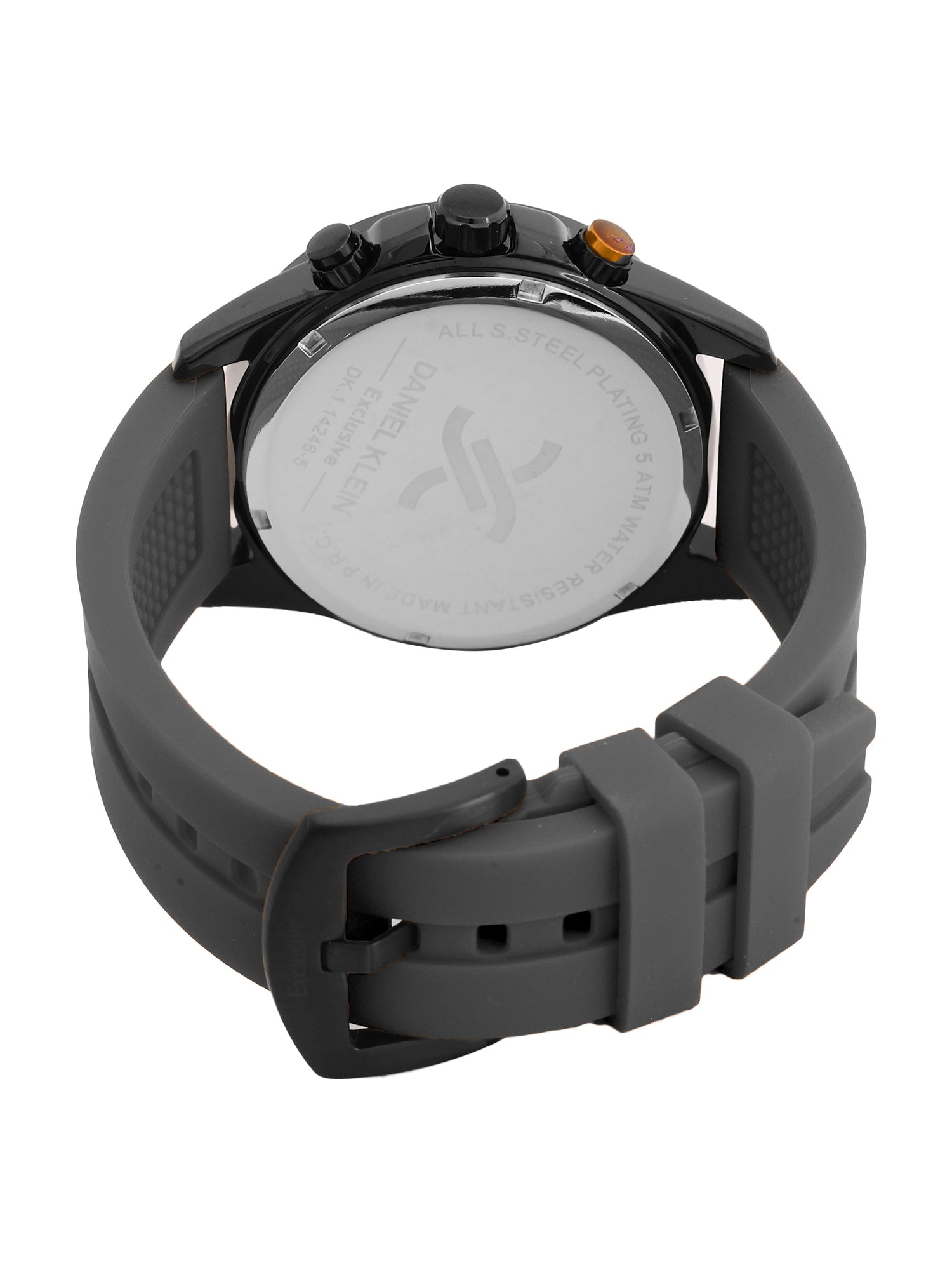Daniel Klein Analog Blue Round Dial Gunmetalmetal Case Cool Grey 11C Strap Quartz Water-Resistant Wrist Watch for Men Boys DK.1.14246-4