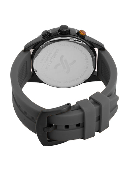 Daniel Klein Analog Blue Round Dial Gunmetalmetal Case Cool Grey 11C Strap Quartz Water-Resistant Wrist Watch for Men Boys DK.1.14246-4