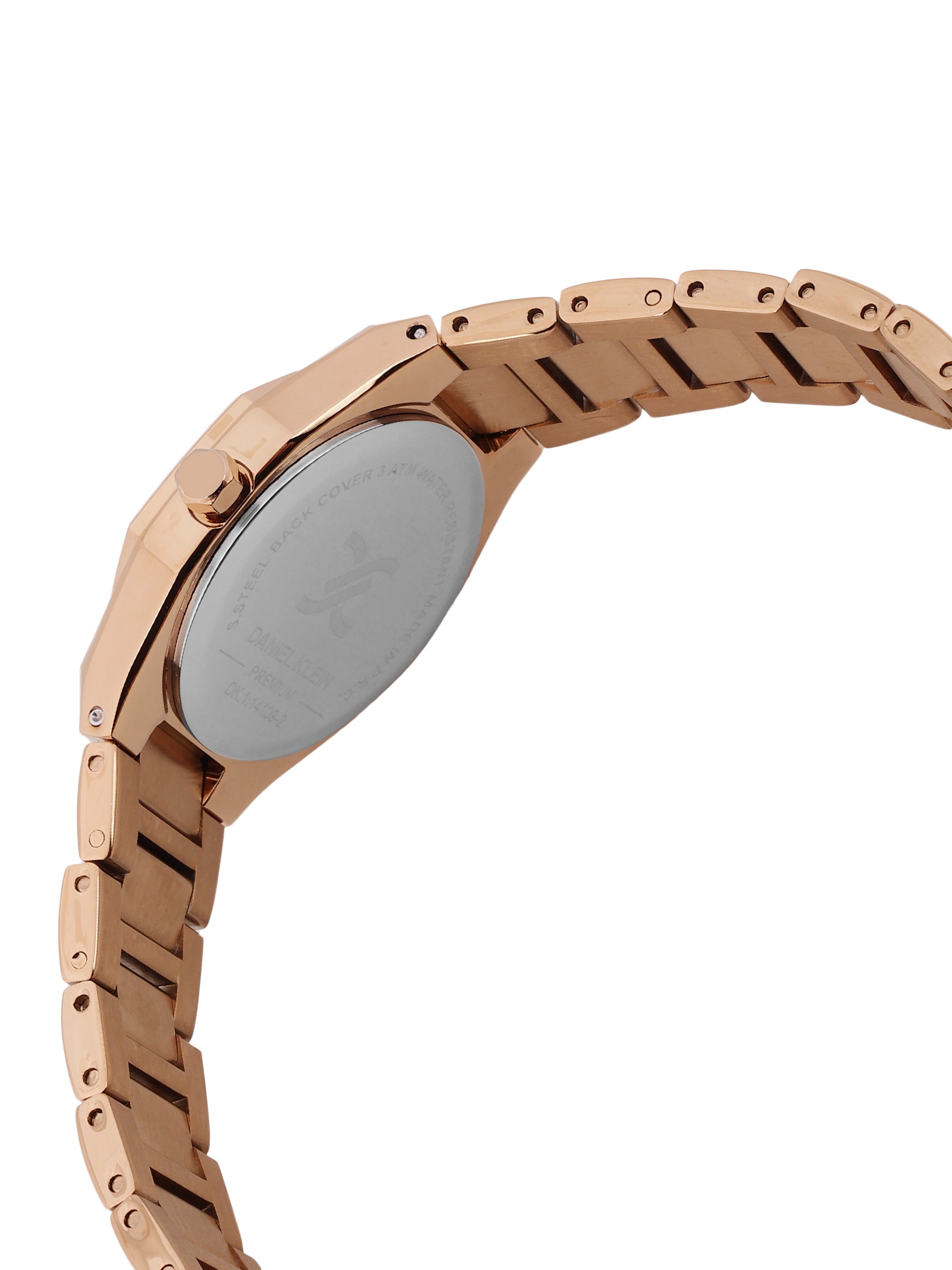 Daniel Klein Silver Dial Pink Rose Gold Strap Women’s Analog Watch DK.1.14109-5