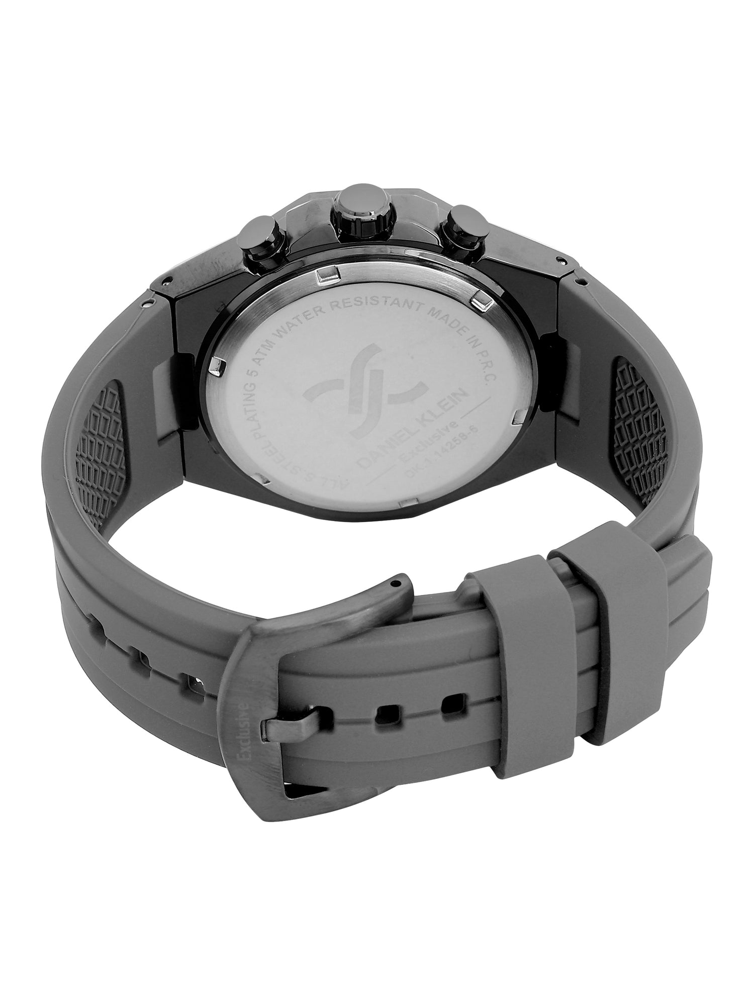 Daniel Klein Analog Blue Round Dial Gunmetalmetal Case Cool Grey 11C Strap Quartz Water-Resistant Wrist Watch for Men Boys DK.1.14258-6