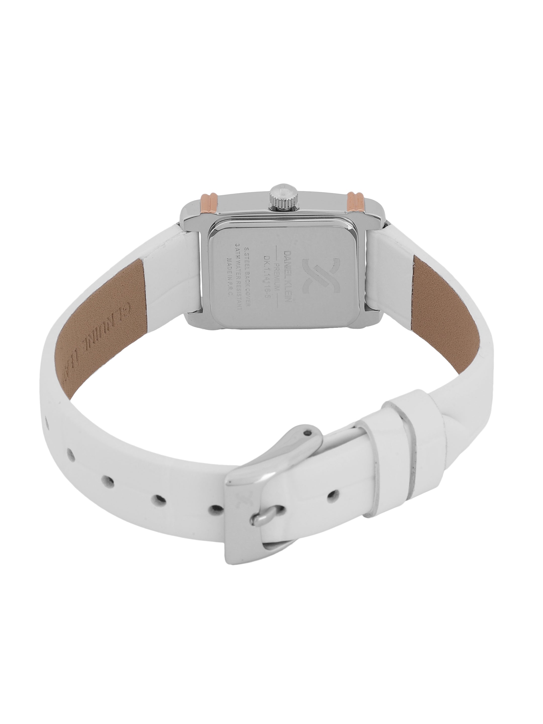 Daniel Klein Silver Dial White Strap Women’s Analog Watch DK.1.14116-5