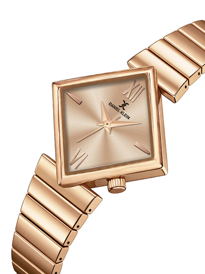 Daniel Klein Women Analog Watch | Rose Gold Case | Rose Gold Dial | Rose Gold Strap | 30 mm | Water Resistant 3 ATM | DK.20.10010-2