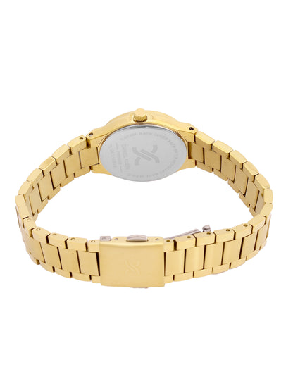 Daniel Klein Analog Silver Round Dial Gold Case Gold Strap Quartz Water-Resistant Wrist Watch for Women Girls, Ladies DK.1.14160-3