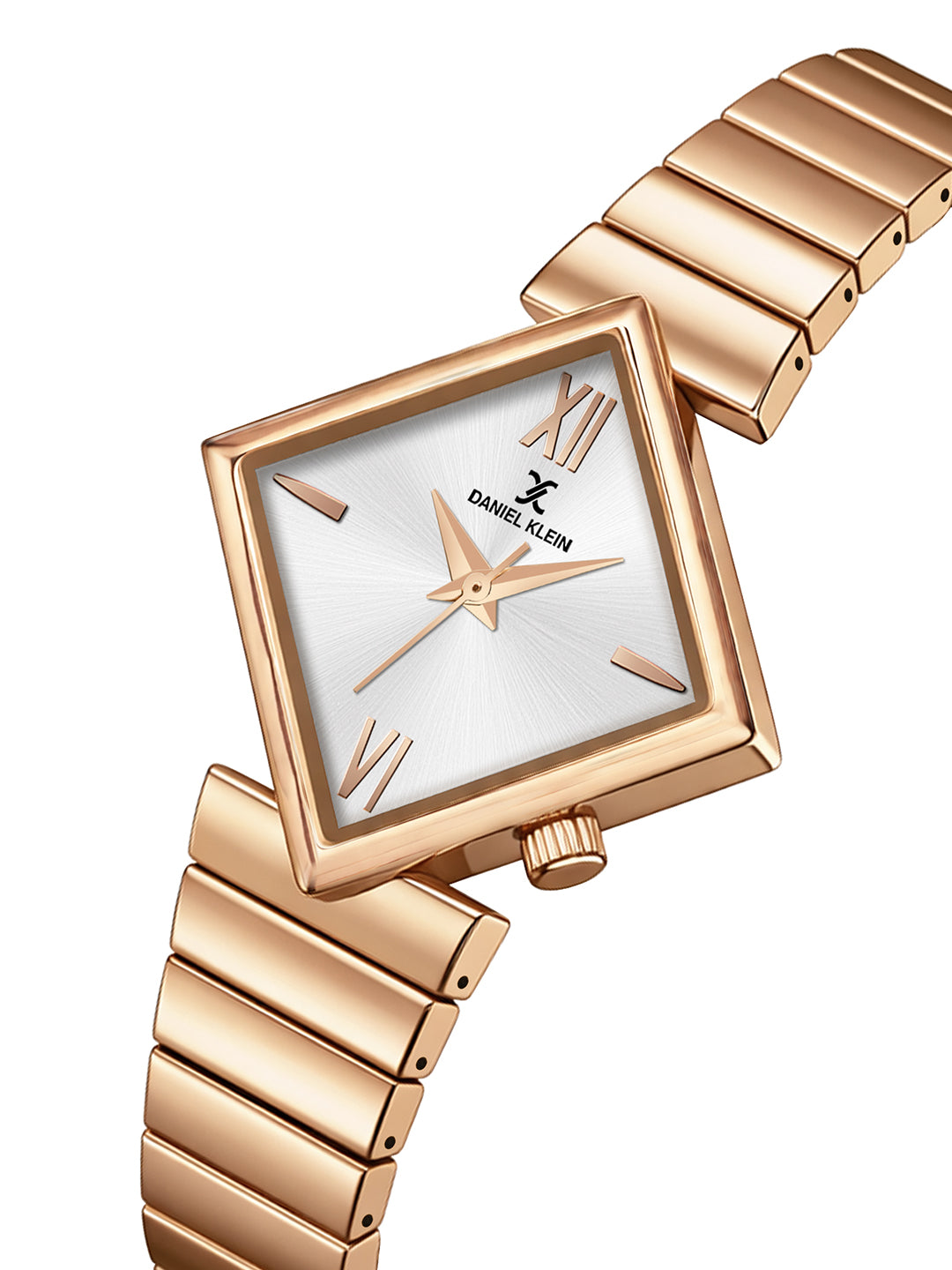 Daniel Klein Women Analog Watch | Rose Gold Case | Silver Dial | Rose Gold Strap | 30 mm | Water Resistant 3 ATM | DK.20.10010-4