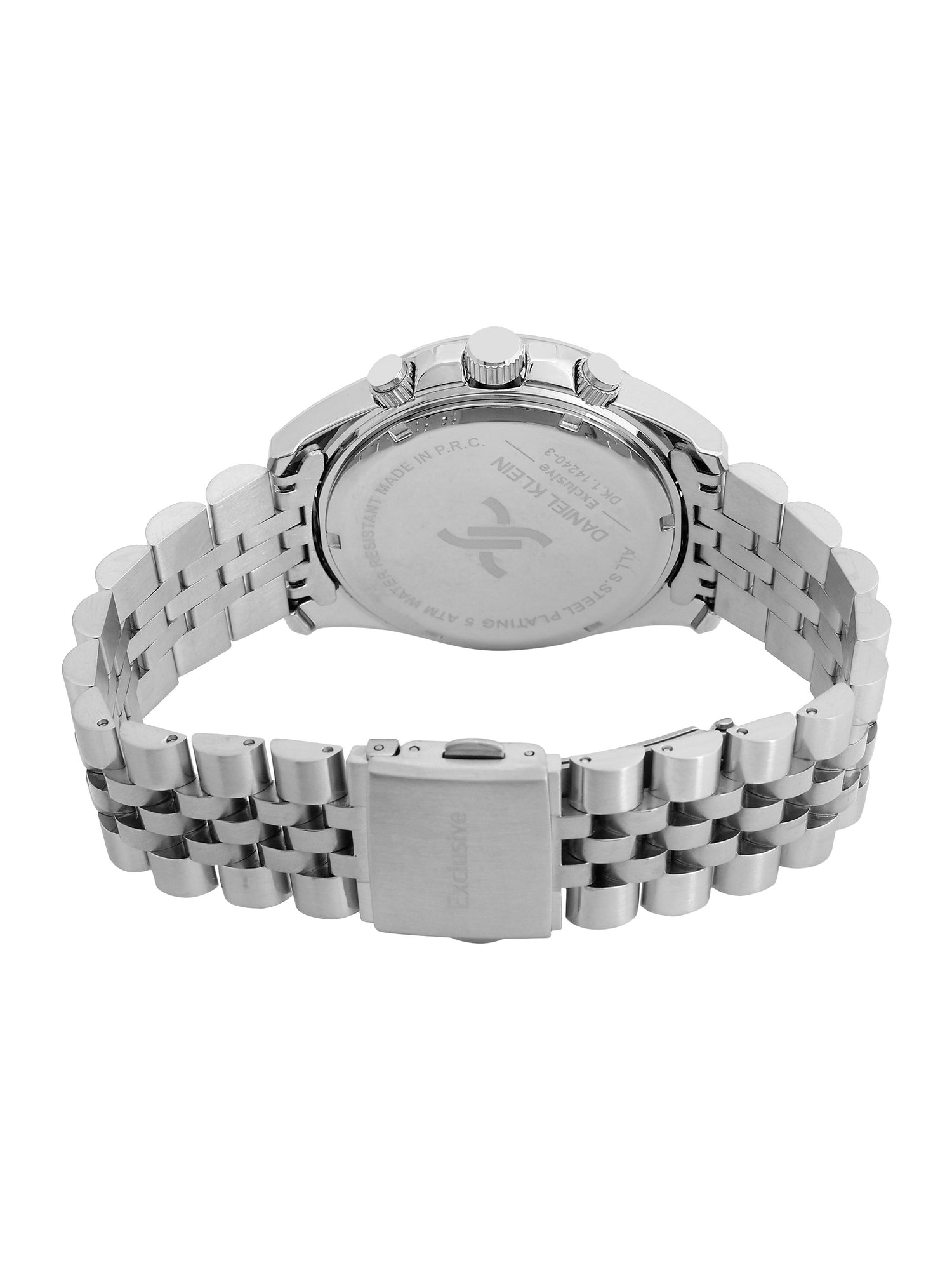 Daniel Klein Analog Black Round Dial Silver Case Silver Strap Quartz Water-Resistant Wrist Watch for Men Boys DK.1.14240-1