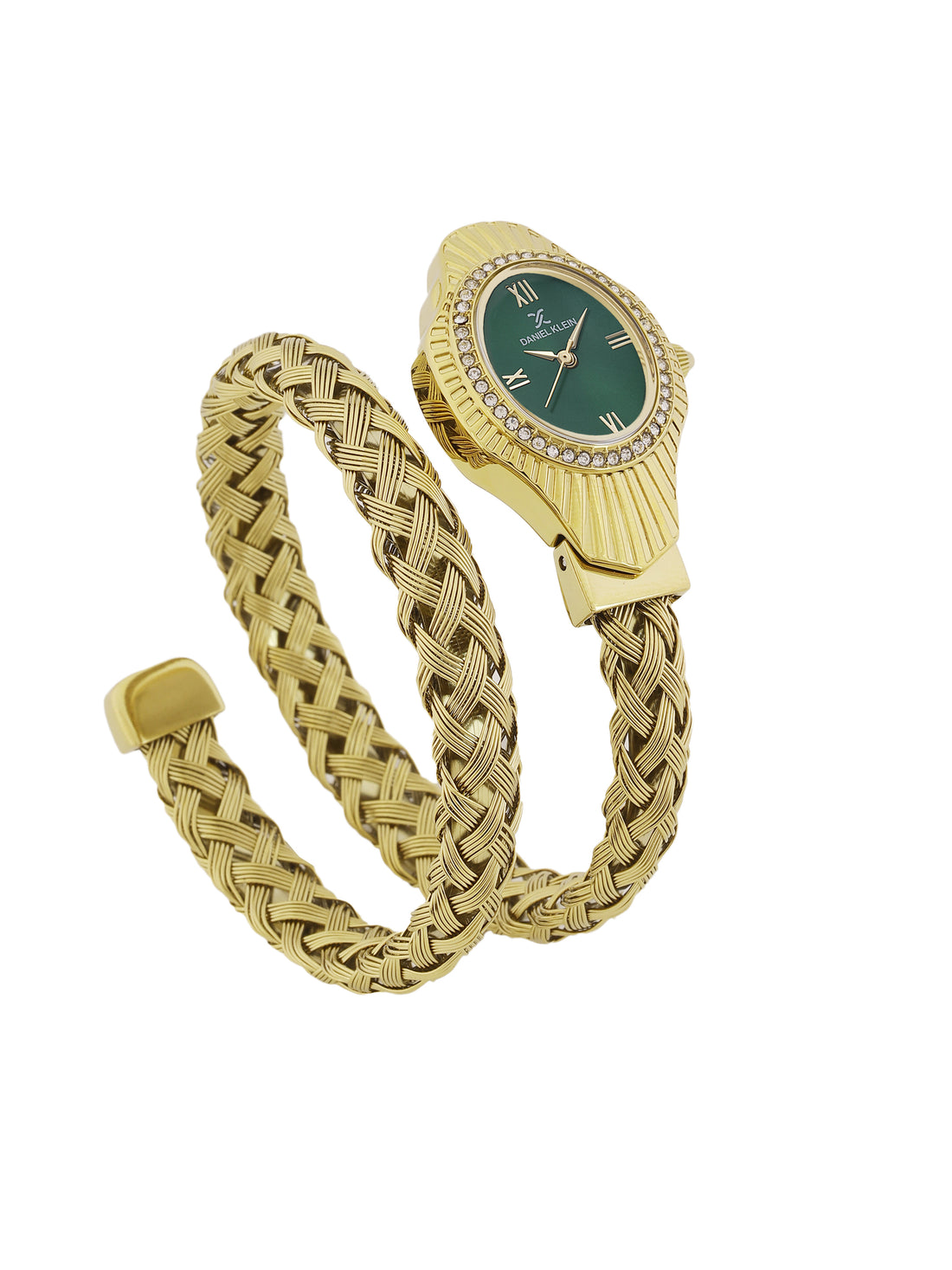 Daniel Klein Dark Green Dial Gold Strap Women’s Analog Watch DK.1.14121-4