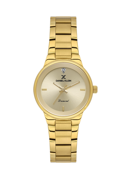 Daniel Klein Light Champagne Dial Gold Women’s Analog Watch DK.1.14136-2