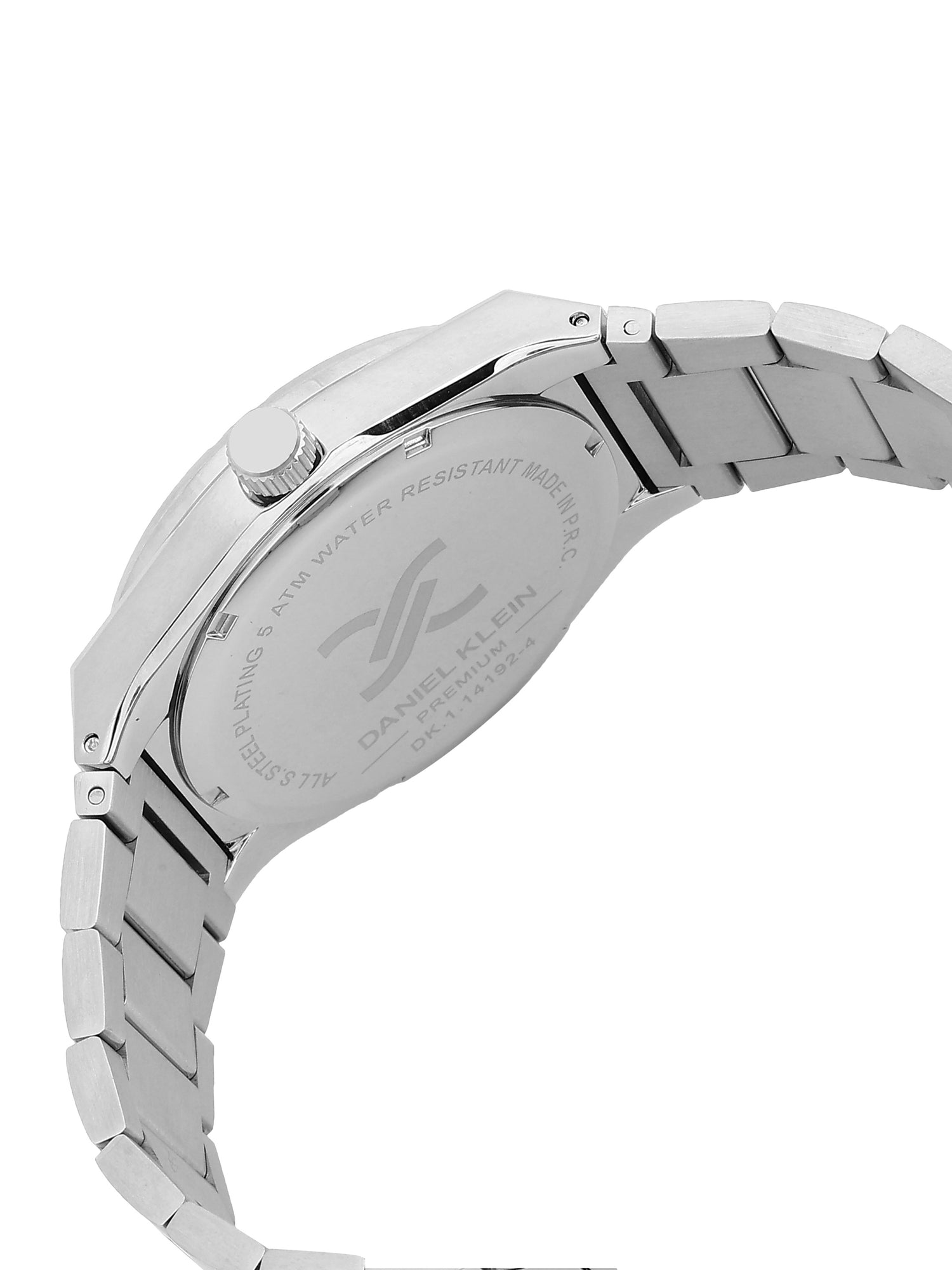 Daniel Klein Analog Black Round Dial Silver Case Silver Strap Quartz Water-Resistant Wrist Watch for Men Boys DK.1.14192-2