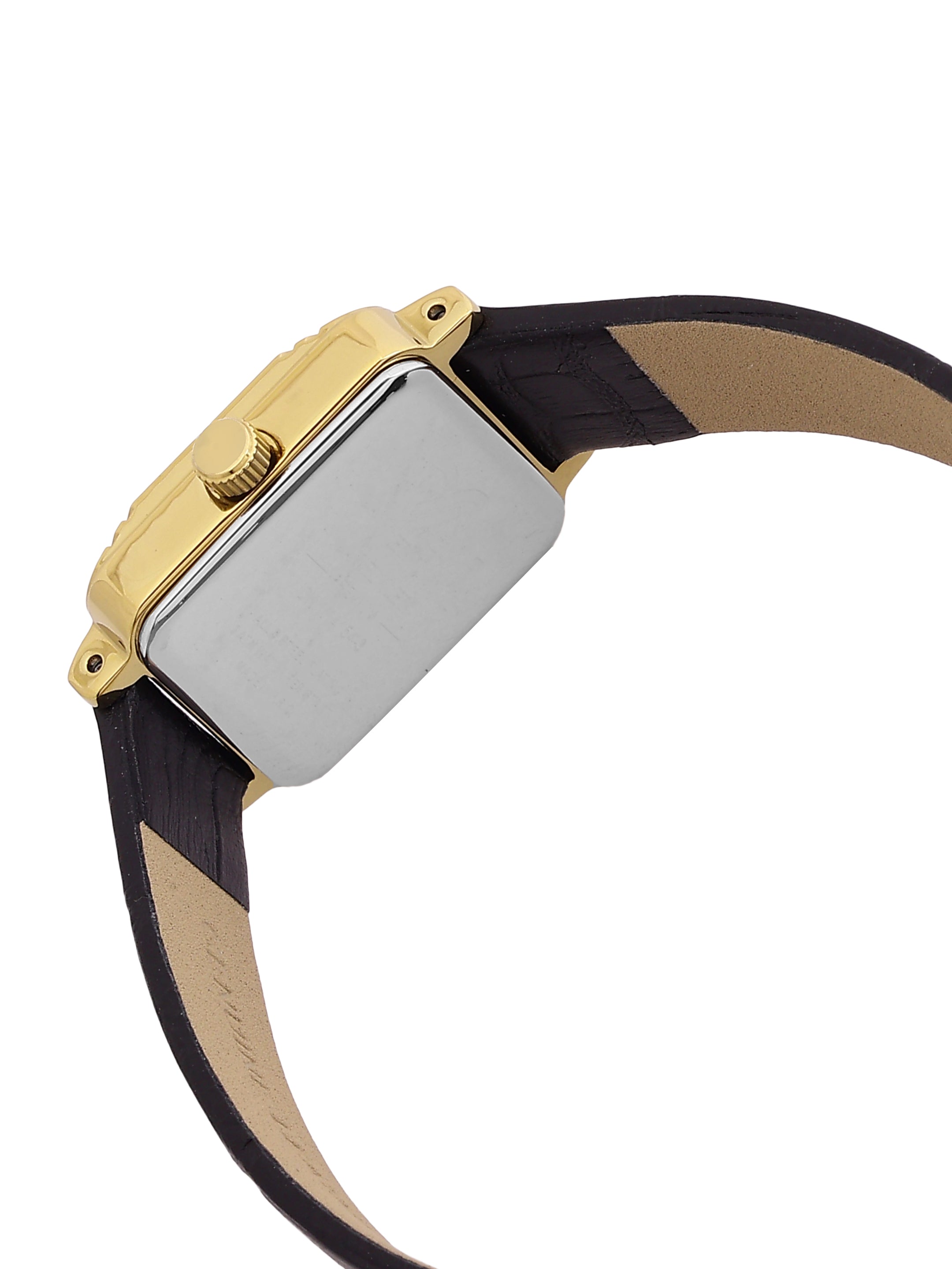 Daniel Klein Analog Silver Round Dial Gold Case Black Strap Quartz Water-Resistant Wrist Watch for Women Girls, Ladies DK.1.14154-3