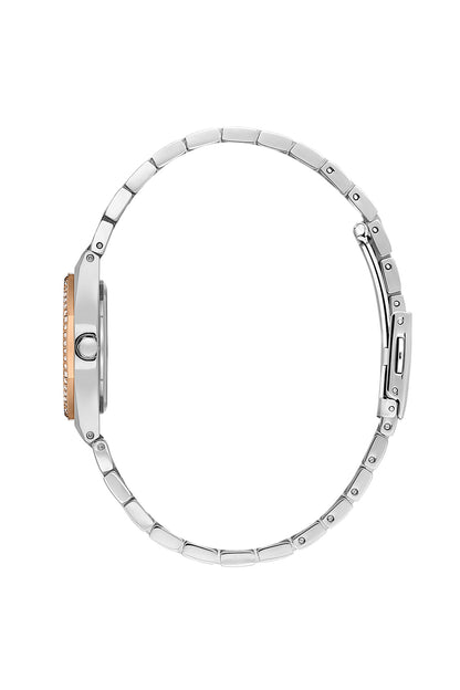 Daniel Klein Silver Dial Silver–Rose Gold Strap Women’s Analog Watch DK.1.14099-6