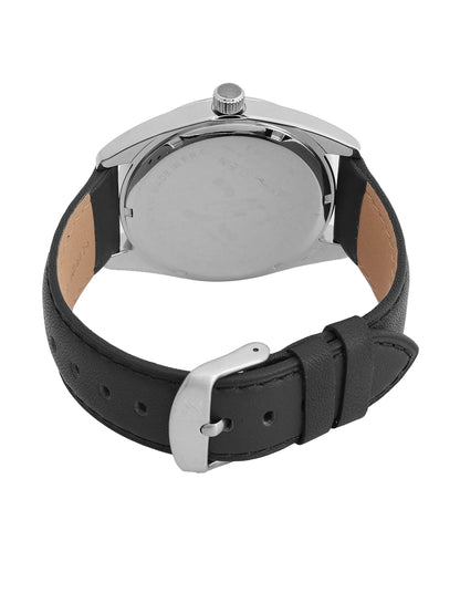 Daniel Klein Analog Silver Round Dial Silver Case Black Strap Quartz Water-Resistant Wrist Watch for Men Boys DK.1.14196-1