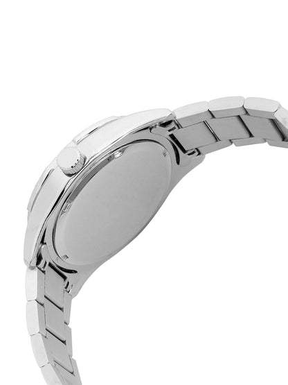 Daniel Klein Analog Dark Green Round Dial Silver Case Silver Strap Quartz Water-Resistant Wrist Watch for Men Boys DK.1.14195-3