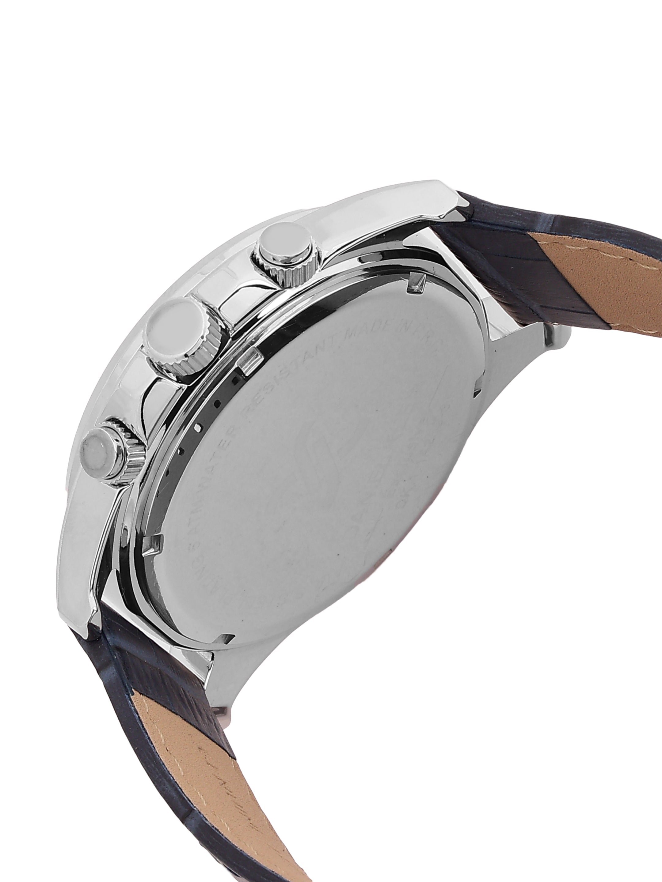 Daniel Klein Analog Dark Blue Round Dial Silver Case Dark Blue Strap Quartz Water-Resistant Wrist Watch for Men Boys DK.1.14239-3