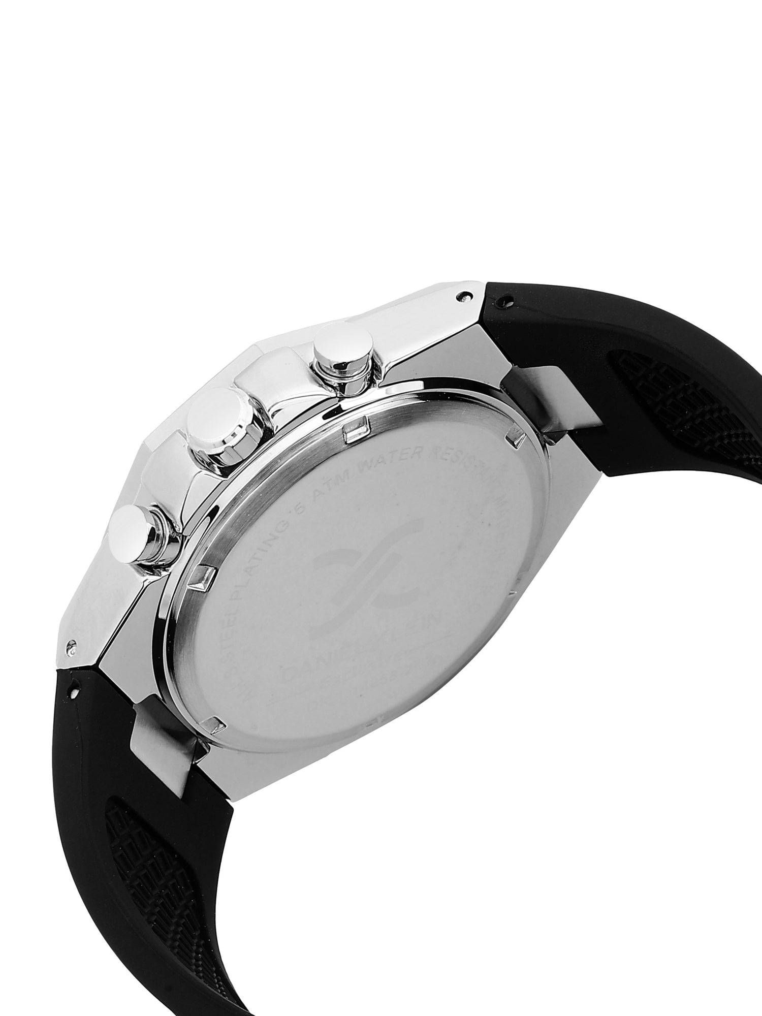 Daniel Klein Analog Black Round Dial Silver Case Black Strap Quartz Water-Resistant Wrist Watch for Men Boys DK.1.14258-2