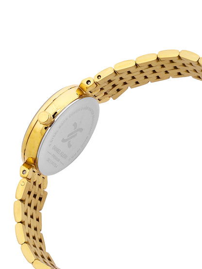 Daniel Klein Analog Dark Green Round Dial Gold Case Gold Strap Quartz Water-Resistant Wrist Watch for Women Girls, Ladies DK.1.14175-4