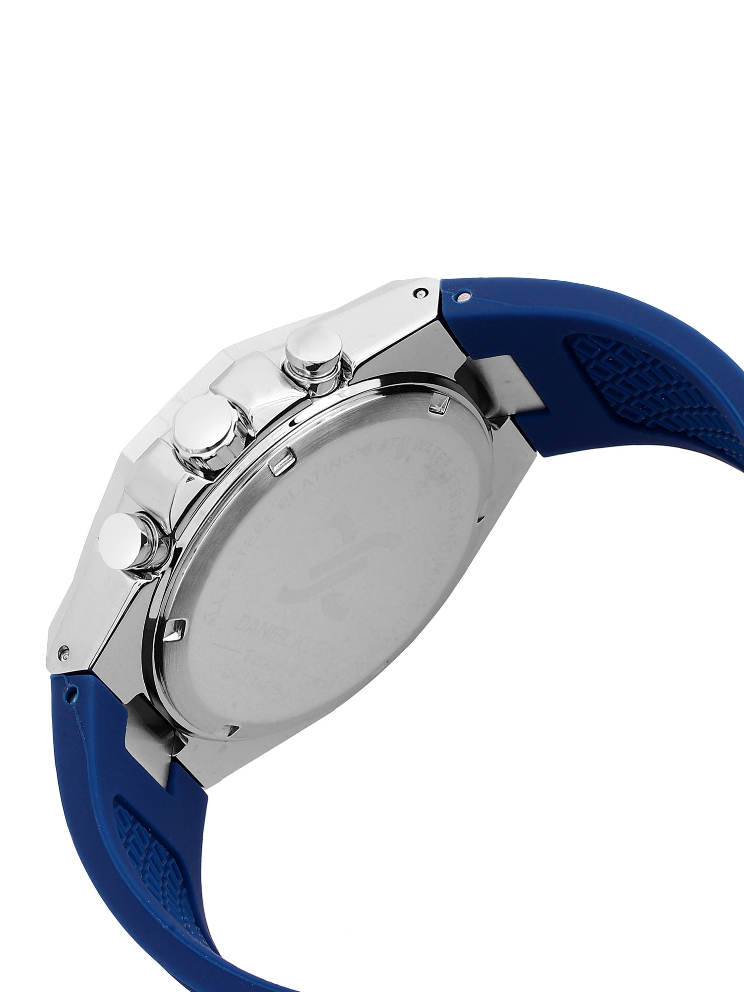 Daniel Klein Analog Dark Blue Round Dial Silver Case Dark Blue Strap Quartz Water-Resistant Wrist Watch for Men Boys DK.1.14258-3