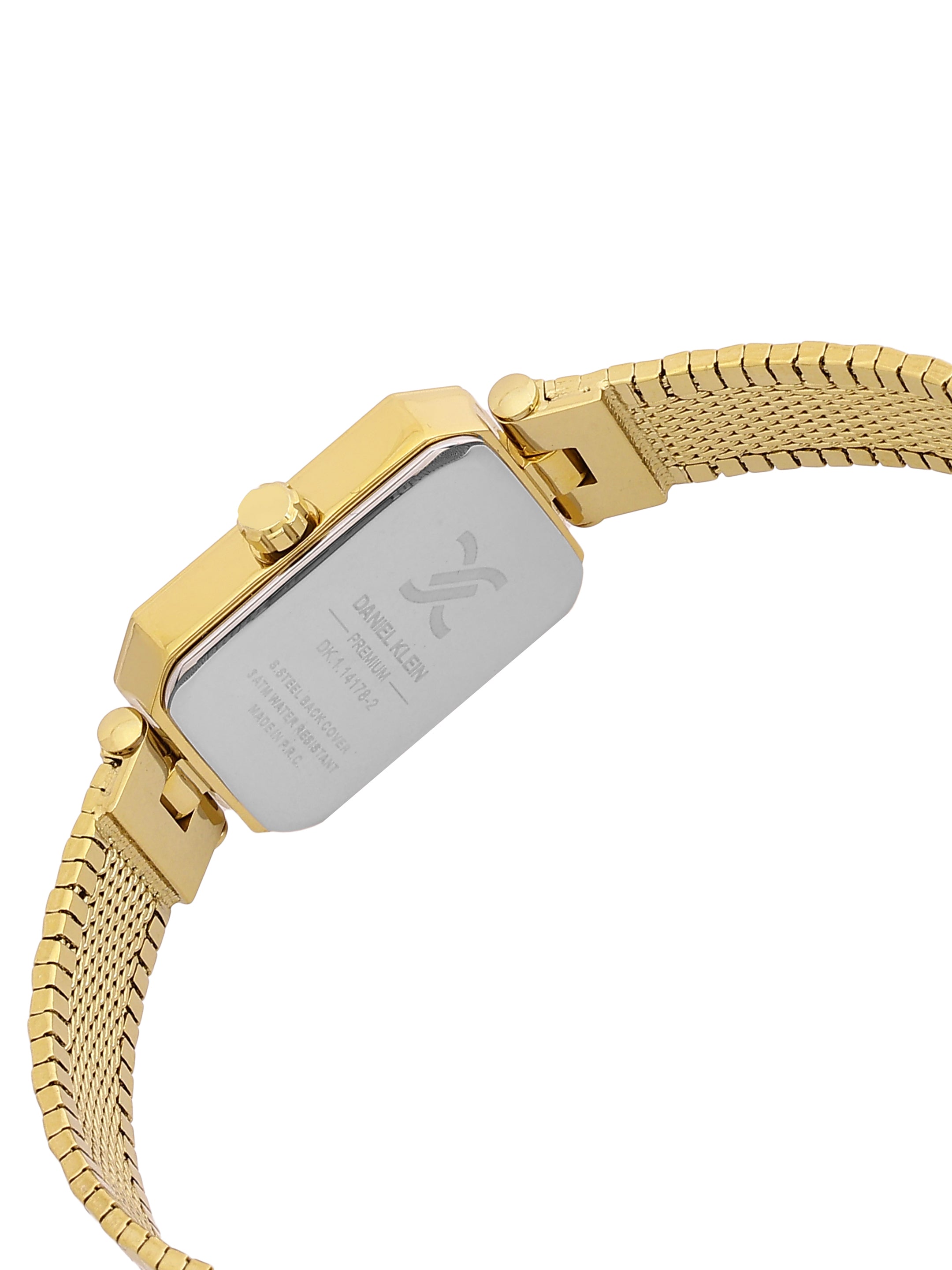 Daniel Klein Analog Black Round Dial Gold Case Gold Strap Quartz Water-Resistant Wrist Watch for Women Girls, Ladies DK.1.14178-4