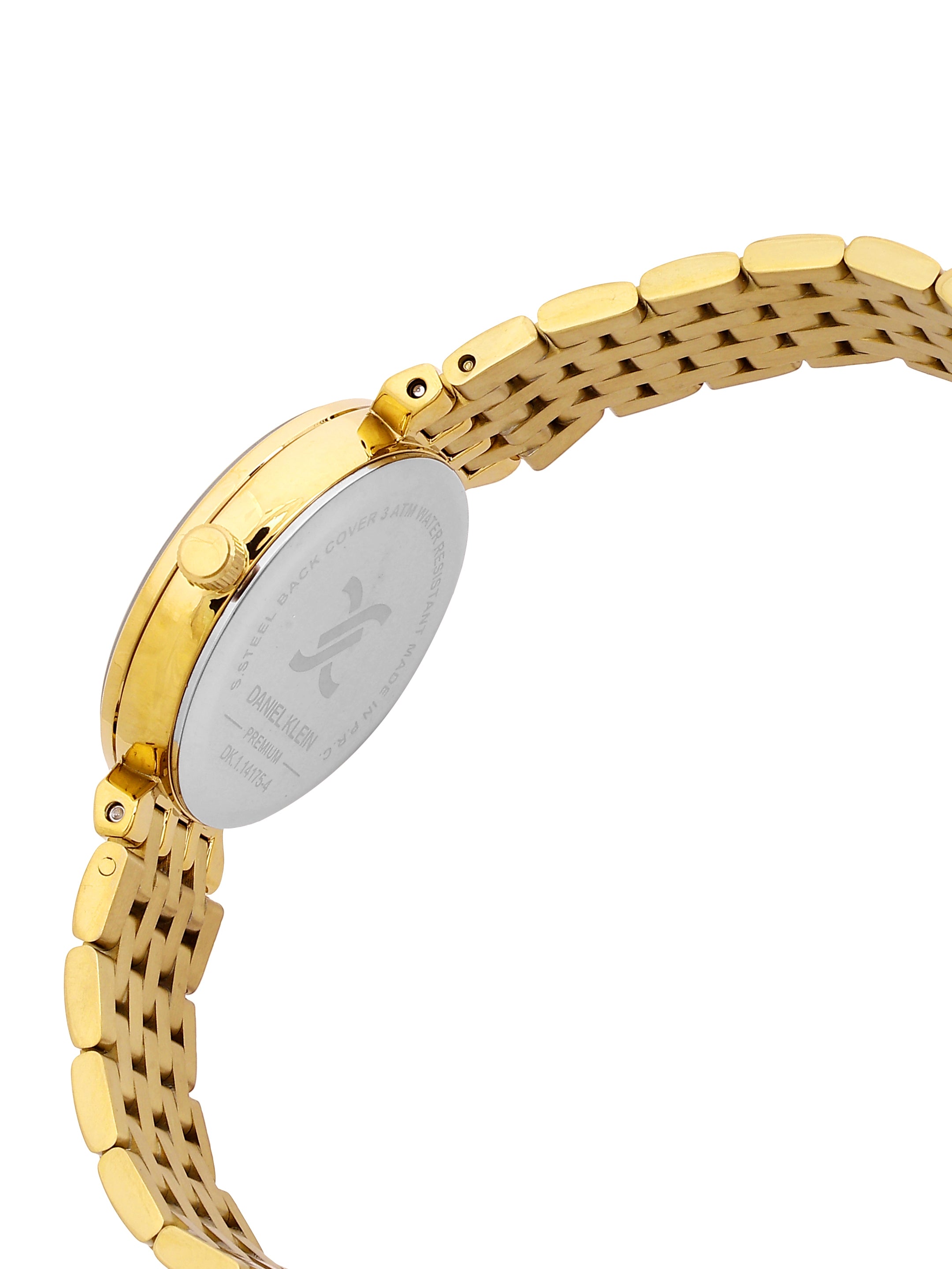 Daniel Klein Analog Black Round Dial Gold Case Gold Strap Quartz Water-Resistant Wrist Watch for Women Girls, Ladies DK.1.14175-3
