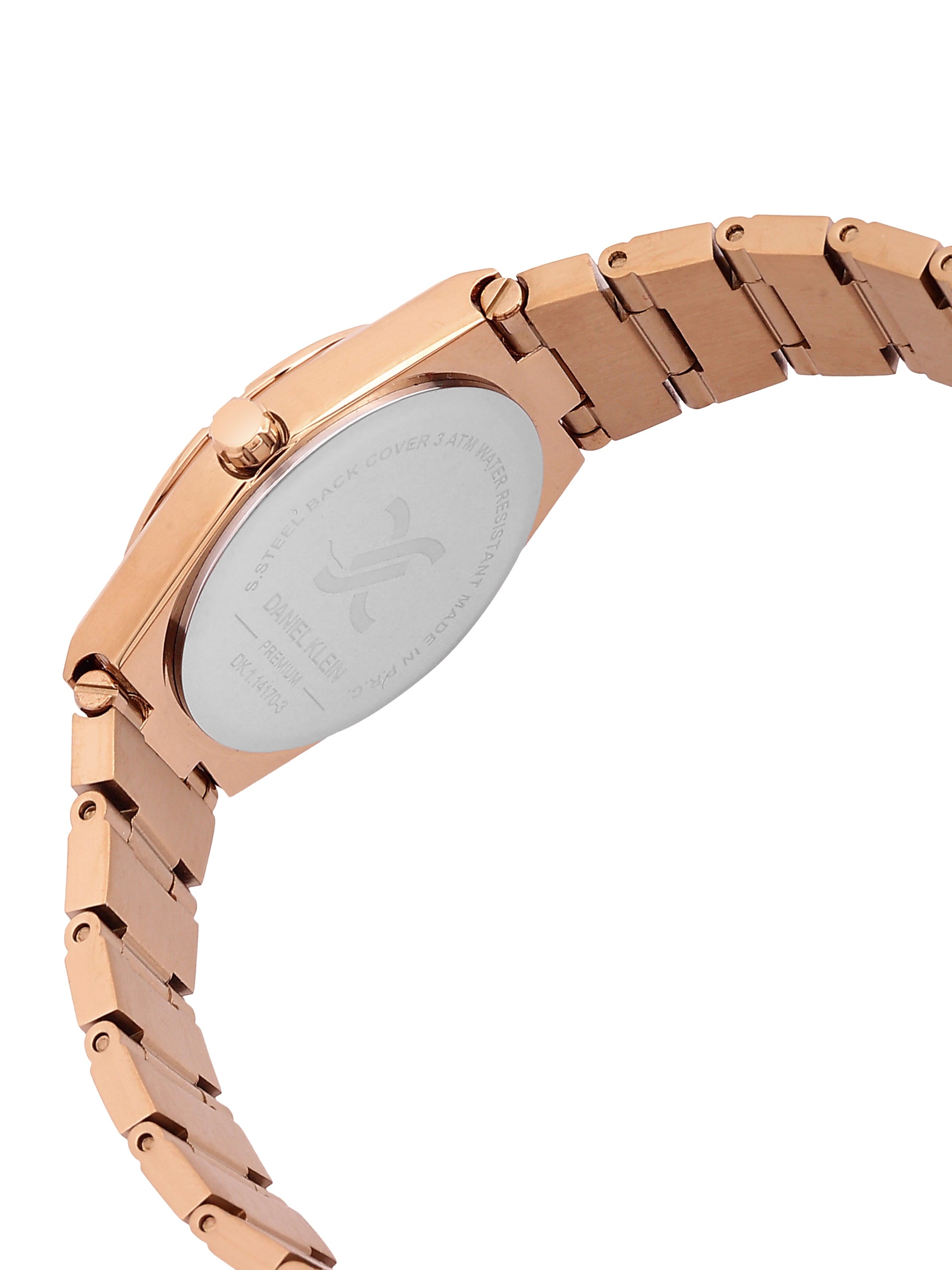 Daniel Klein Analog Silver Round Dial Pink Rose Gold Case Pink Rose Gold Strap Quartz Water-Resistant Wrist Watch for Women Girls, Ladies DK.1.14170-6