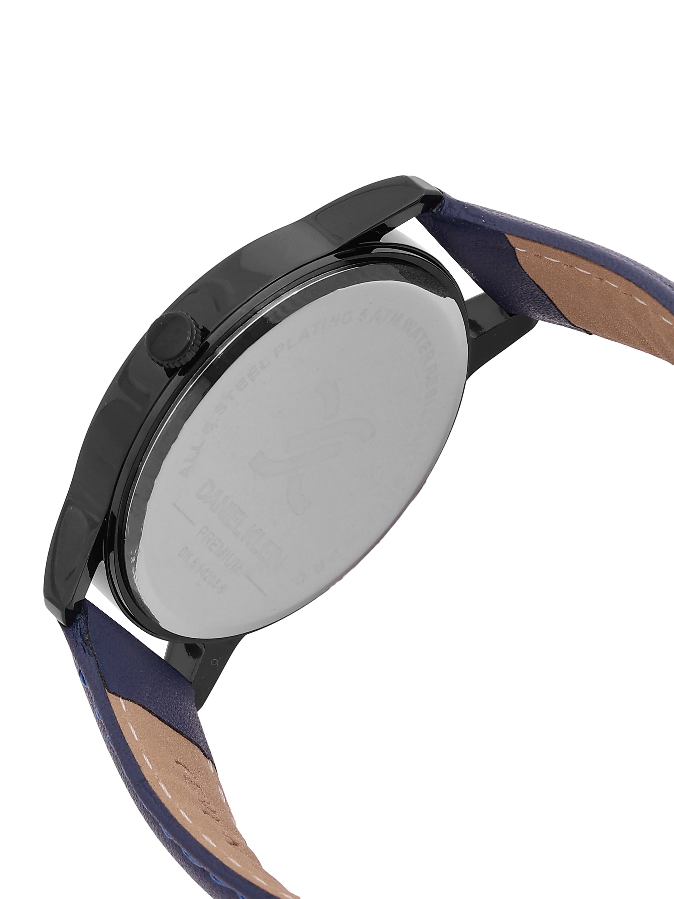 Daniel Klein Analog Blue Round Dial Black Case Blue Strap Quartz Water-Resistant Wrist Watch for Men Boys DK.6.14204-5