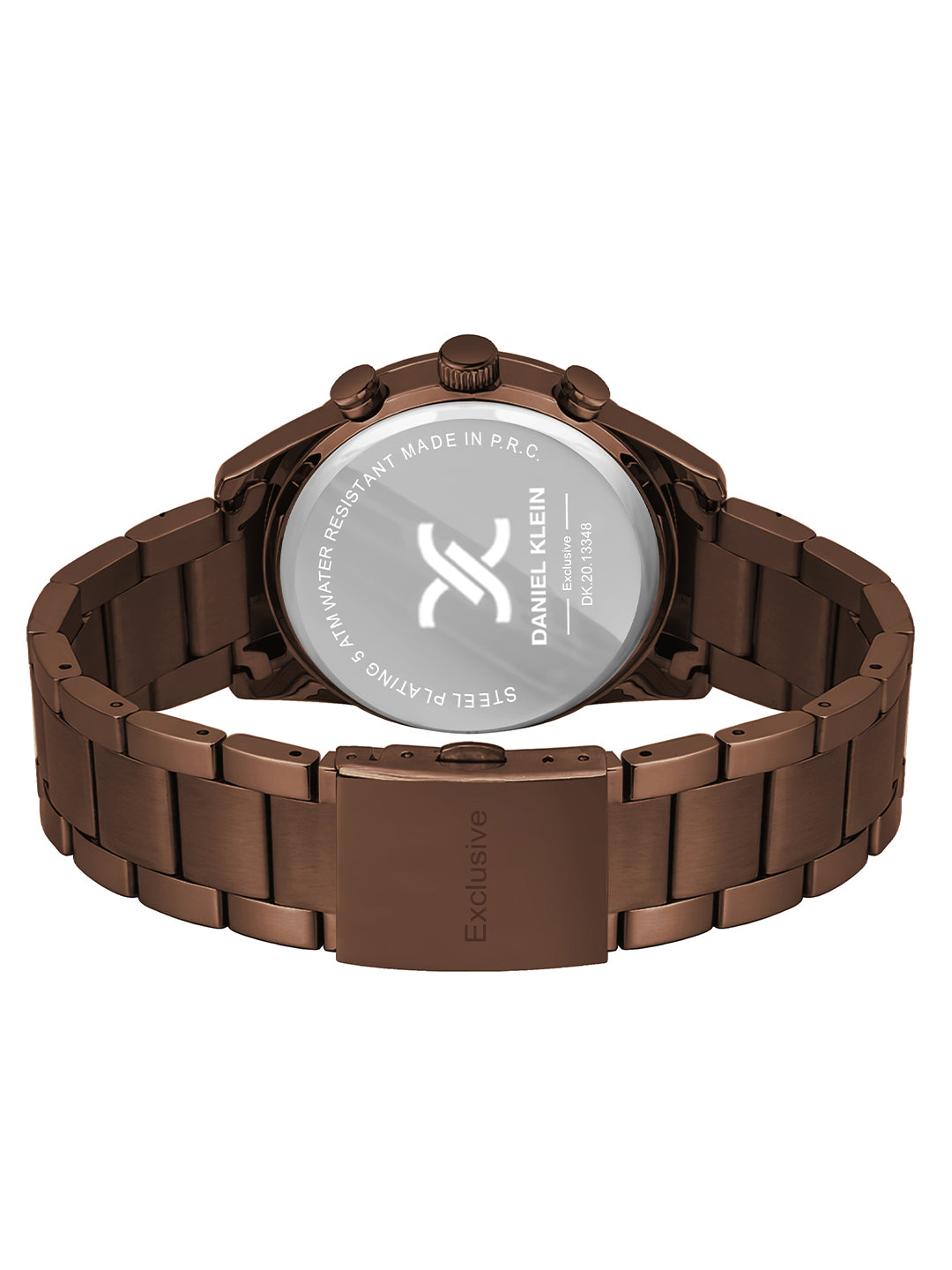 Daniel Klein men Analog Multifunction Watch | Brown Case | Brown Dial with Day Date 24-hour format | Brown Metal Strap | 44 mm | Water Resistant 3 ATM | DK.20.13348-11