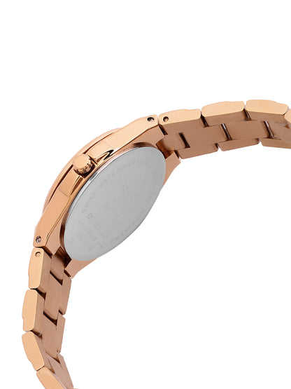 Daniel Klein Analog Silver Round Dial Pink Rose Gold Case Pink Rose Gold Strap Quartz Water-Resistant Wrist Watch for Women Girls, Ladies DK.1.14171-6