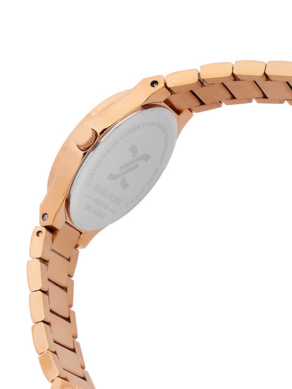 Daniel Klein Analog Silver Round Dial Pink Rose Gold Case Pink Rose Gold Strap Quartz Water-Resistant Wrist Watch for Women Girls, Ladies DK.1.14160-5