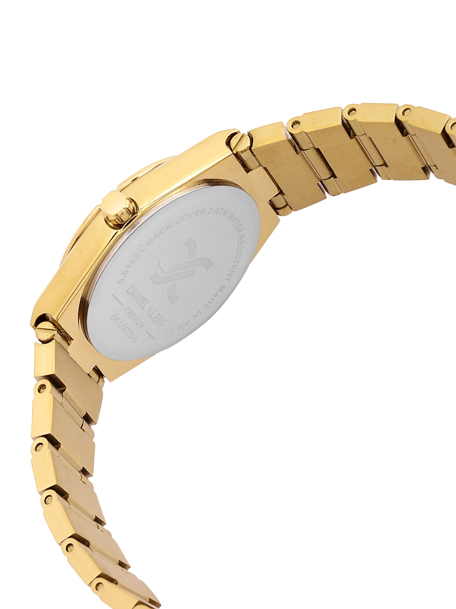 Daniel Klein Analog Silver Round Dial Gold Case Gold Strap Quartz Water-Resistant Wrist Watch for Women Girls, Ladies DK.1.14170-3