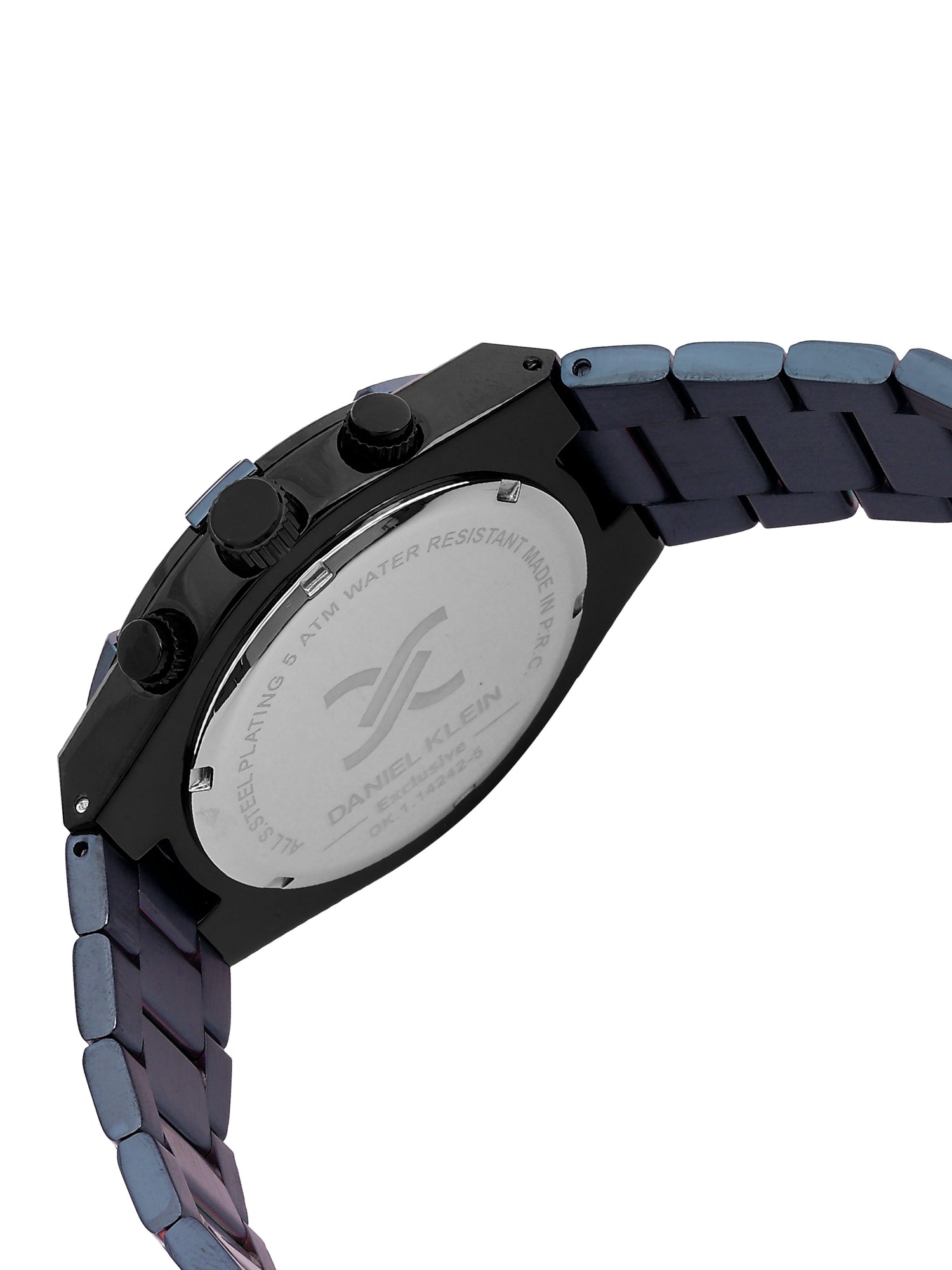 Daniel Klein Analog Blue Round Dial Black Case Blue Strap Quartz Water-Resistant Wrist Watch for Men Boys DK.1.14242-5