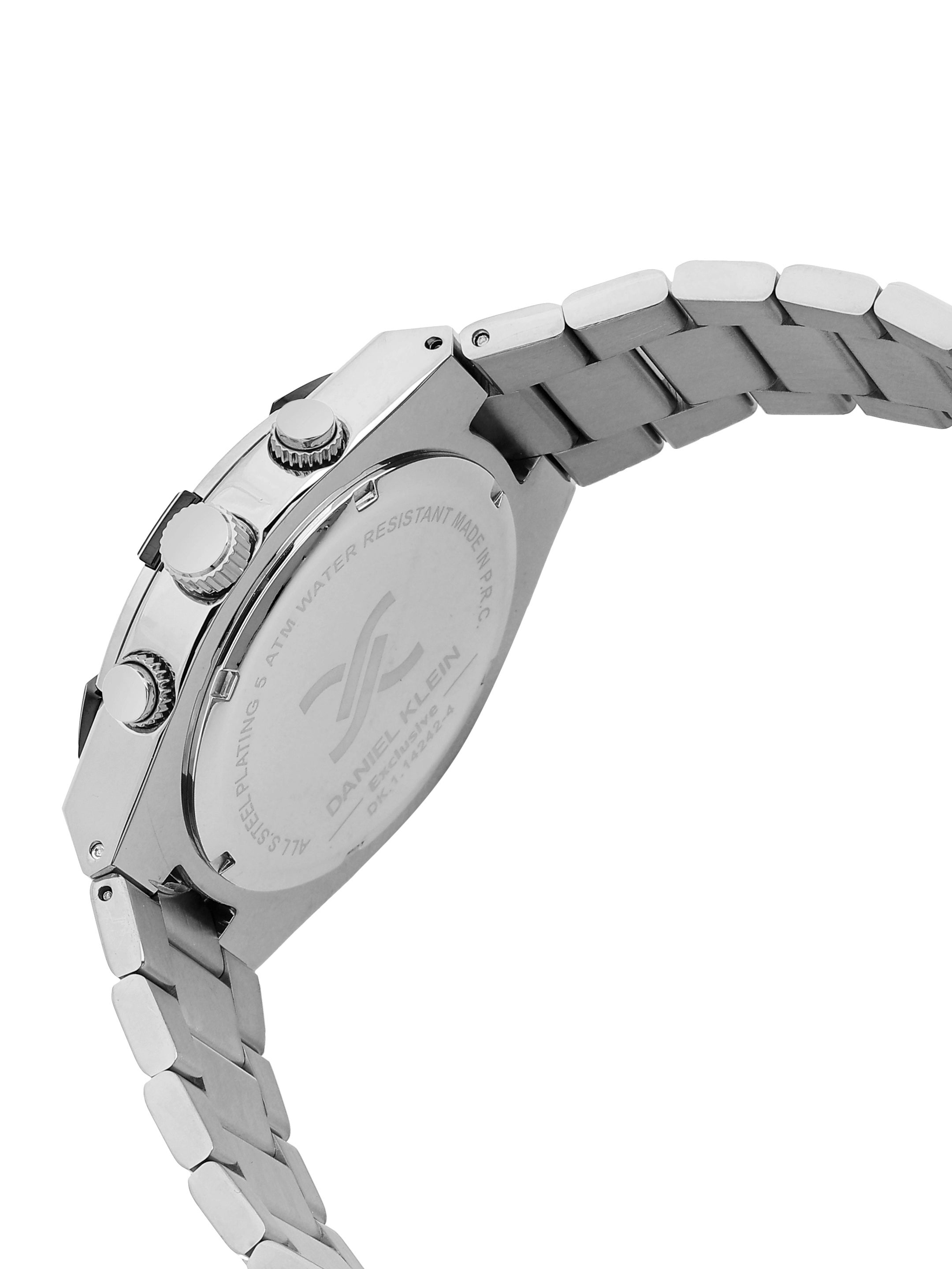 Daniel Klein Analog Blue Round Dial Silver/Blue Case Silver Strap Quartz Water-Resistant Wrist Watch for Men Boys DK.1.14242-2