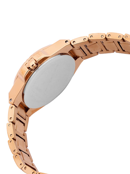 Daniel Klein Analog Silver Round Dial Pink Rose Gold Case Pink Rose Gold Strap Quartz Water-Resistant Wrist Watch for Women Girls, Ladies DK.1.14176-5