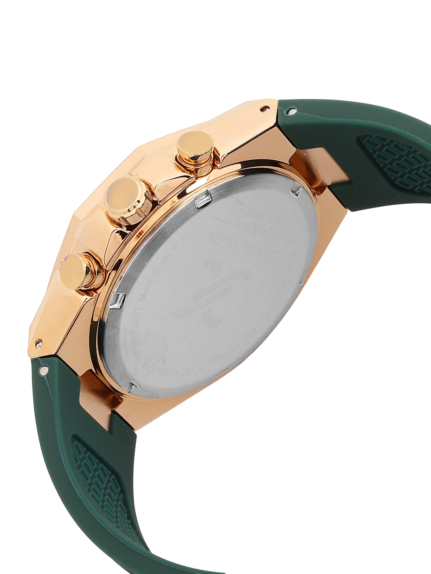 Daniel Klein Analog Dark Green Round Dial Pink Rose Gold Case Dark Green Strap Quartz Water-Resistant Wrist Watch for Men Boys DK.1.14258-4