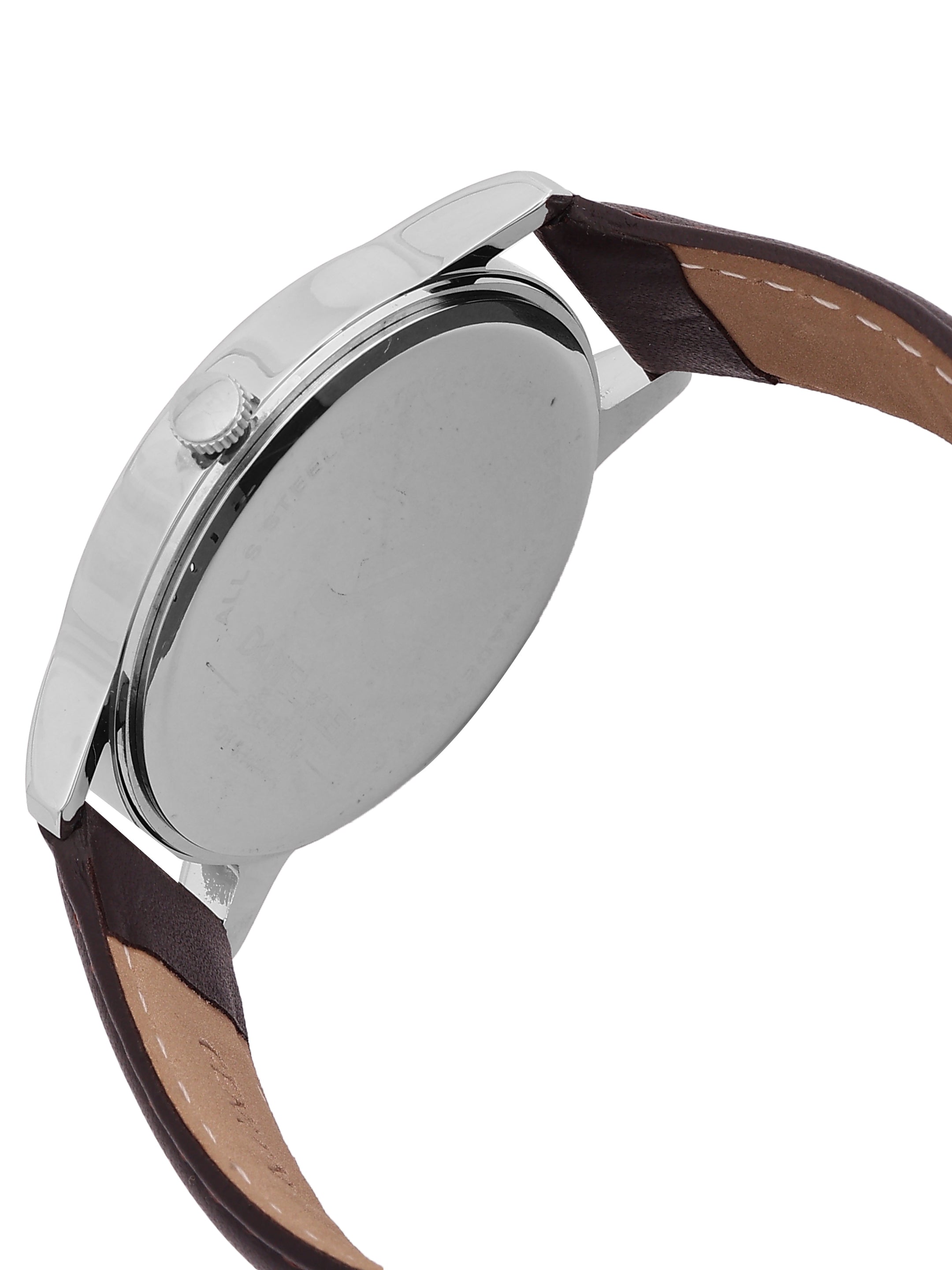 Daniel Klein Analog Blue Round Dial Silver Case D.Brown Strap Quartz Water-Resistant Wrist Watch for Men Boys DK.6.14204-3