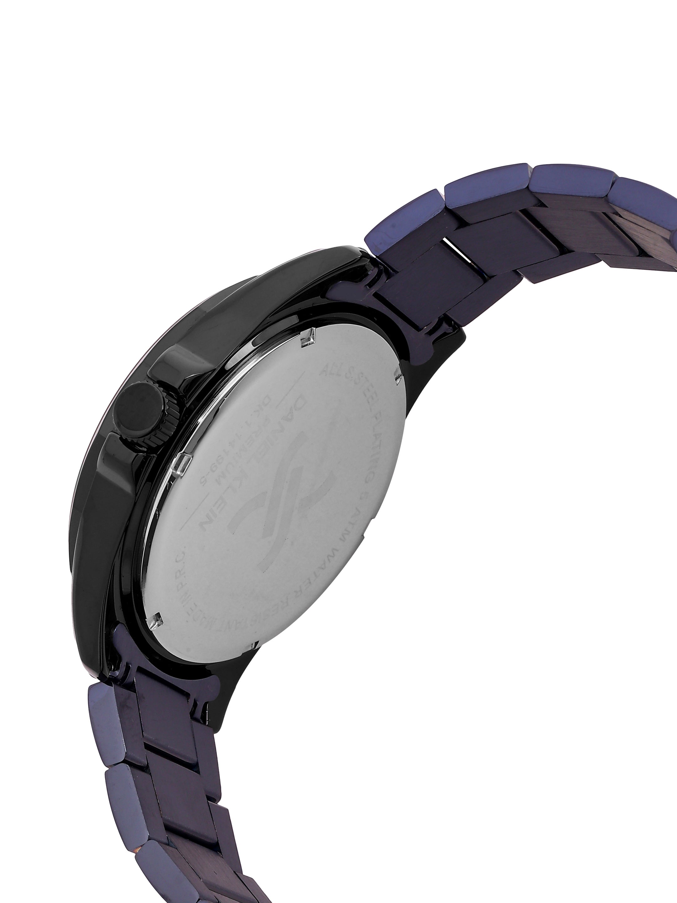 Daniel Klein Analog Blue Round Dial Black Case Blue Strap Quartz Water-Resistant Wrist Watch for Men Boys DK.1.14199-5