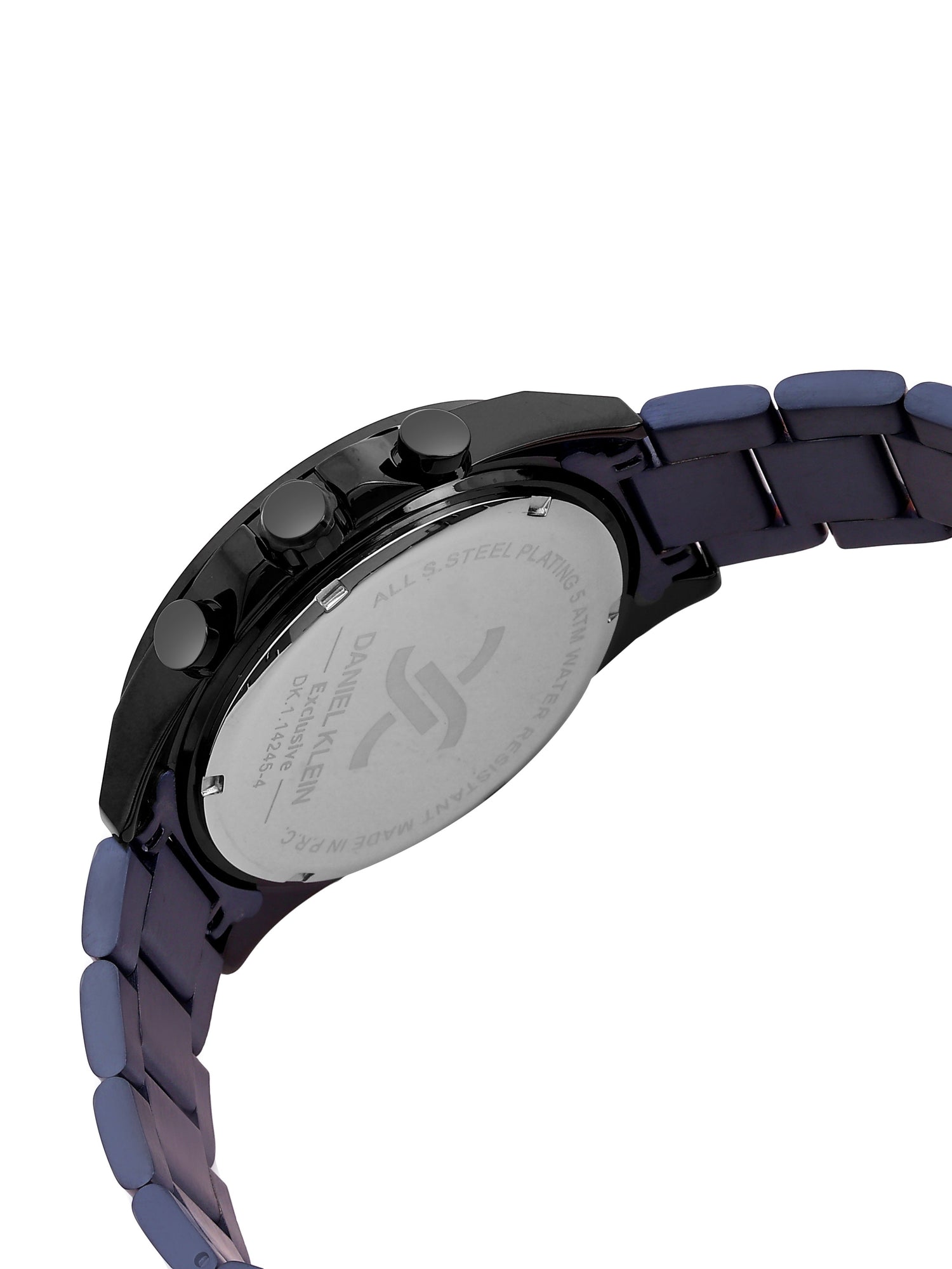 Daniel Klein Analog Blue Round Dial Black Case Blue Strap Quartz Water-Resistant Wrist Watch for Men Boys DK.1.14245-4