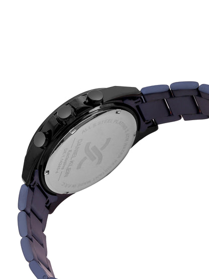 Daniel Klein Analog Blue Round Dial Black Case Blue Strap Quartz Water-Resistant Wrist Watch for Men Boys DK.1.14245-4